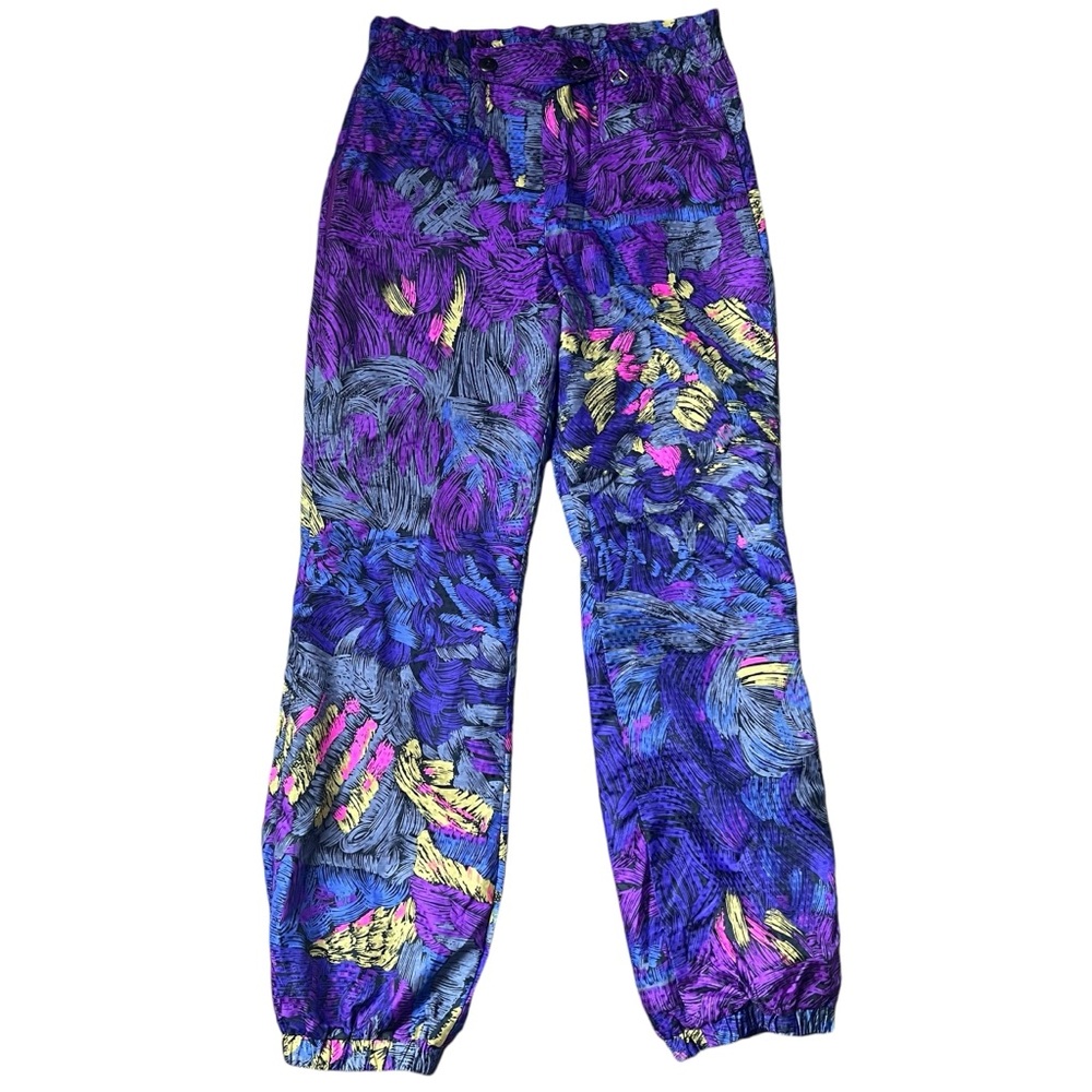 Vintage Obermeyer Ski Pants Women's, Size 12 Multicolor Brushstroke 90s